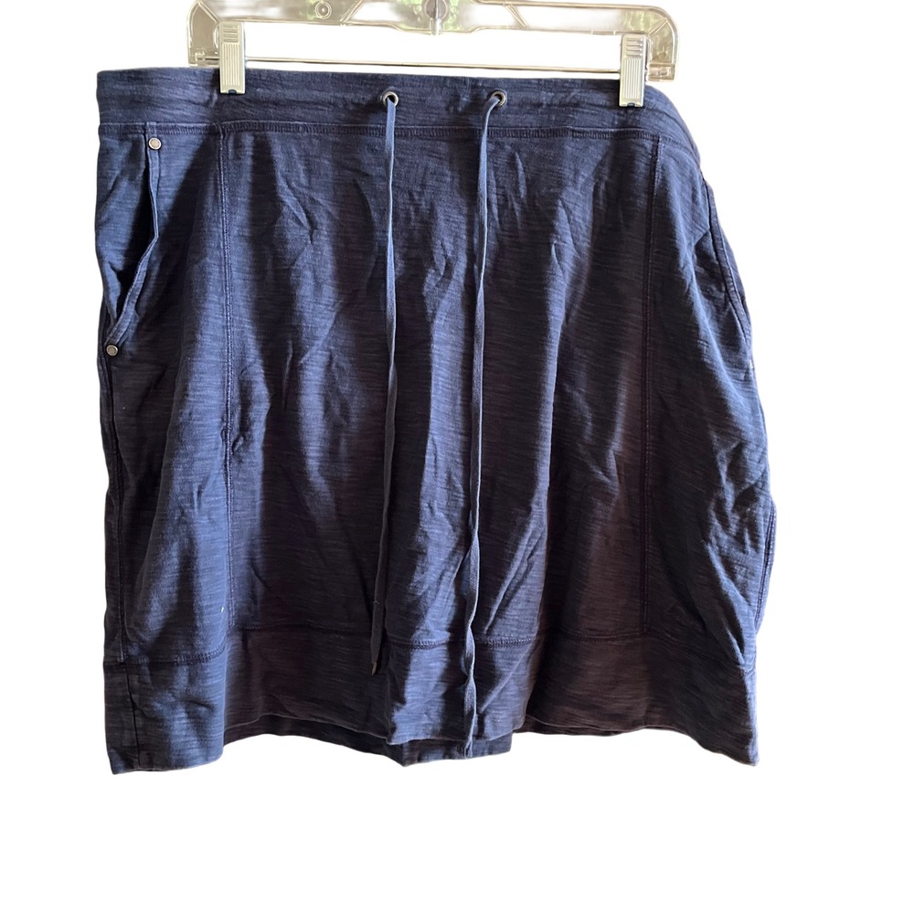 Tommy Bahama Skirt Womens Large Navy Blue Good Cotton Slub Drawstring Casual